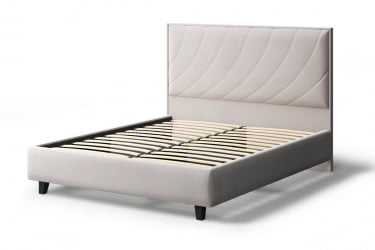 Кровать СОФИЯ 2000*1600мм (на опорах), велюр NEO 02 (бежевый), (б/основания, б/матраса)