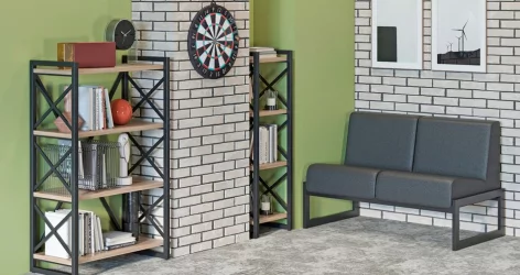 Стеллаж на регулируемых опорах - 3 полки LOFT VR.L-MST.O-3.4 Металл черный Дуб Аттик