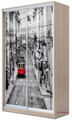 Шкаф-купе с фотопечатью Хит-24-14-77 Лондон Ясень шимо светлый