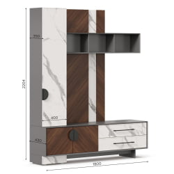 Тумба ТВ комбинированная Вилена ЛД 138.130.000 Оникс Серый/Орех/Монте белый