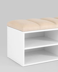 Обувница Хольст 2 белая велюр Бежевый