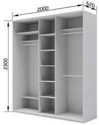Шкаф-купе 3 двери с зеркалом Хит-23-20-151 Аруба Венге