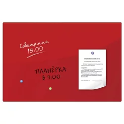 Доска магнитно-маркерная стеклянная BRAUBERG 60х90 см Красная
