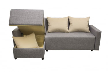 Угловой диван Sherry (3 категория) с механизмом подъема оттоманки Визит 118-Нео Латте