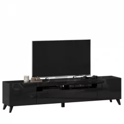 Тумба под ТВ Бруклин 2000 с опорами Черный глянец