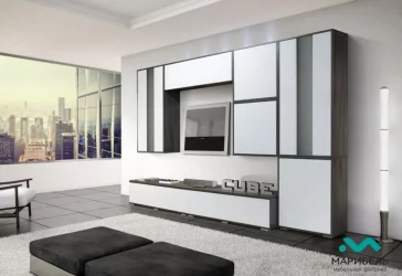 Шкаф навесной Куб К05 Белый софт Ясень черный