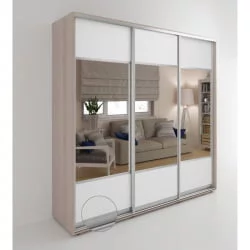 Шкаф-купе трехстворчатый с зеркалом Акцент-Дуэт КВ 1500х600 Ясень шимо светлый