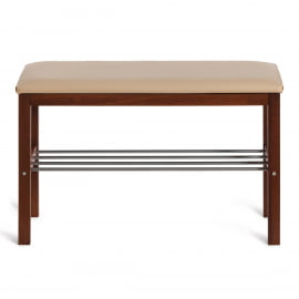 Банкетка BERYL дерево / экокожа, 67*31*49 см, темный орех/бежевый