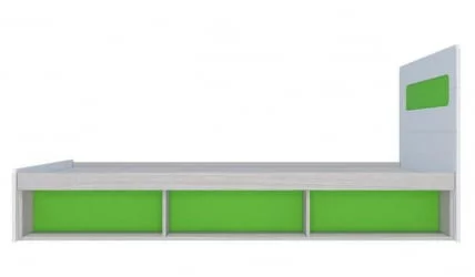 Кровать 0,9 с подъемным механизмом Палермо Юниор 01 Белый глянец Ясень шимо светлый Зеленый