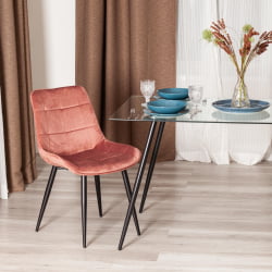 Стул ABRUZZO ( mod. 8060 ) металл/вельвет, 52 х 63 х 85 см, коралловый (HLR 44)/черный