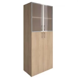 Шкаф книжный со стеклом в раме Lacobel без топа YALTA LT-ST 1.7R white Снежная Патина