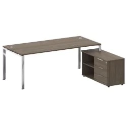 Стол рабочий руководителя с опорной тумбой левый METAL SYSTEM DIRECT БГ.СРТ-6.9 Пр Вяз Благородный