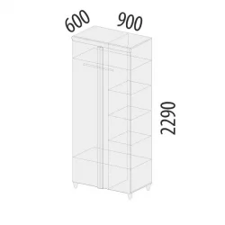 Шкаф для одежды с полками и штангой Катрин 92.13 Дуб венге Белый песок Браун вуд