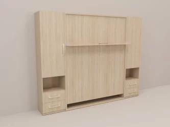 Двуспальная кровать с подъёмным механизмом Смарт 1 Ш+К+Ш 1600 Дуб молочный