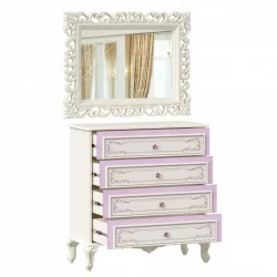 Комод с 4 ящиками и зеркалом Маркиза 01 Алебастр