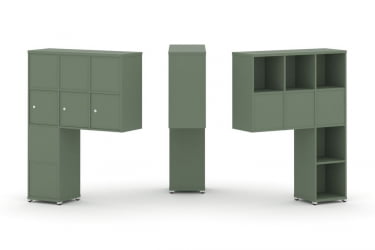 Надставка на стол высокая двухсторонняя + задняя стенка (8 шт.) + распашной фасад (3 шт.) CONCEPT CN.DNV-010 Кобо Белый металл