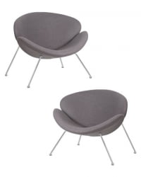 Кресло дизайнерское DOBRIN EMILY (серая ткань AF7, хромированная сталь) 2 шт