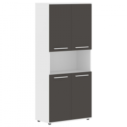 Шкаф с двумя комплектами глухих малых дверей EDIS EHCS 85.4 Мокко Белый Белый