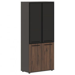 Шкаф комбинированный  с дверьми в металлической раме ЕДИС ЕХCС 85.7 Дуб Денвер темный Черный Мокко / EDIS EHCS