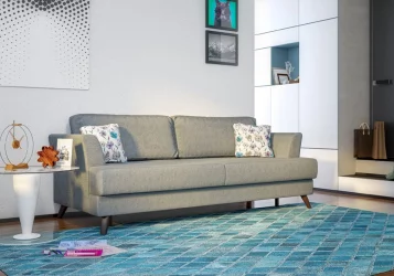 Серый диван из велюра Дамаск ТД 212. Лаундж 13 Серый/ Фибра 2385/2 Вьюнки