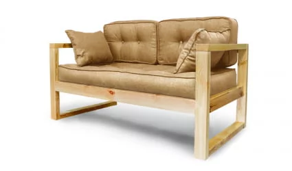 Диван для балкона двухместный DEmoku Д-2 бежевый-темный дуб