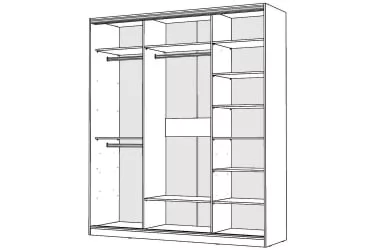 Белый шкаф-купе с зеркалом Виктория 2000х584х2300, Белый 20ДЗЗЗДЗЗЗ-ШШПП-Б 310-1444