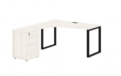 Стол эргономичный с тумбой левый EDIS EQCET 1518 L Ясень Траун Черный