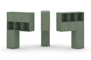 Надставка на стол высокая двухсторонняя + задняя стенка (8 шт.) + блок с 2-мя ящиками (2 шт.) CОНCЕПТ CН.ДНВ-006 Кобо Белый металл / CONCEPT CN.DNV-006