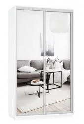 Белый шкаф-купе с зеркалом Экспресс Дуо Экспенс 1200х2400h Белый снег