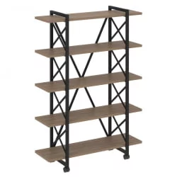 Стеллаж на колесных опорах - 5 полок LOFT VR.L-MST.K-5.8V Металл черный Дуб Аризона