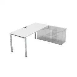 Стол рабочий, прямолинейный три опоры, правый GLOSS LINE НСТП-П.984 Белый Премиум
