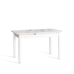 Стол АЛИГЕРЙ ЛДСП/ХПЛ/опора-массив березы , 130 х 75+30 х 75 см, Мрамор светлый/белый / ALIGERY ЛДСП/HPL/опора-массив
