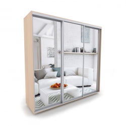 Шкаф-купе трехстворчатый с зеркалом Акцент-Сим З 1800х600  Дуб молочный