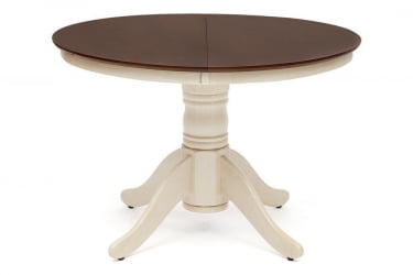 Стол деревянный Cairo / Каир (CT4260) дерево гевея, 100(133)х100х75см, Античный белый/Темный Дуб