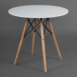 Обеденный стол CINDY NEXT (mod. 70-80 MDF) металл/мдф/бук, D80х75см, белый/натуральный