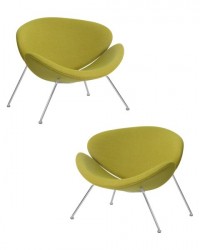 Кресло дизайнерское DOBRIN EMILY (светло-зеленая ткань AF3, хромированная сталь) 2 шт