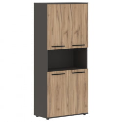 Шкаф с двумя комплектами глухих малых дверей ЕДИС ЕХCС 85.4 Дуб Денвер светлый Черный Мокко / EDIS EHCS