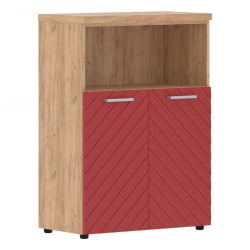 Шкаф с глухими малыми дверьми и топом Torr LUX TLMC 85.3 Дуб Бофорд Красный