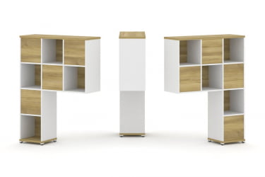 Надставка на стол высокая двухсторонняя + задняя стенка (8 шт.) CONCEPT CN.DNV-001 Дуб Винченцо Белый бриллиант Белый металл