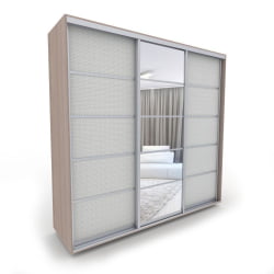 Шкаф-купе 3 двери с зеркалом Акцент-Квадро КВ 1500х600 Шимо светлый/хром