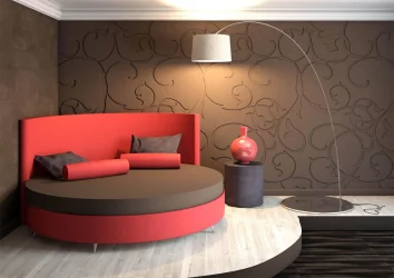 Круглая кровать Caprice 200x200 Красная ткань