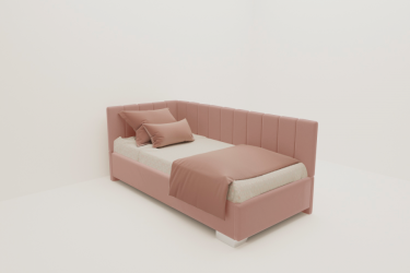 Детская кровать 190 90 ТЕРРА С ОРТОПЕДИЧЕСКИМ ОСНОВАНИЕМ (BERHOUSE) Цвет фасада: Бледно розовый; Материал фасада: Металл/Велюр; Спальное место: 900х1900