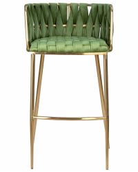 Стул барный DOBRIN EMMA GOLD (зеленый велюр (VF-08))
