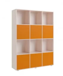 Стеллаж с фасадами ДМ 12 Дуб млечный/Оранжевый