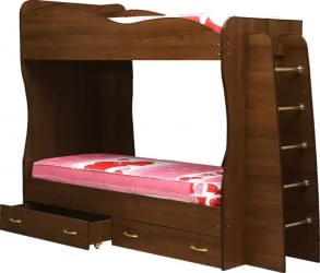Двухъярусная кровать для девочки двухъярусная Юниор-1 Итальянский орех