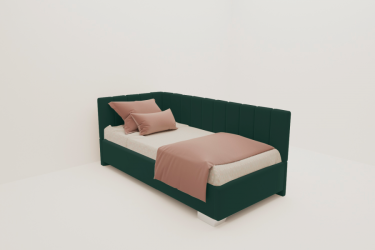 ДЕТСКАЯ МЯГКАЯ ИНТЕРЬЕРНАЯ КРОВАТЬ ТЕРРА С ПОДЪЕМНЫМ МЕХАНИЗМОМ (BERHOUSE) Цвет фасада: Зеленый; Материал фасада: Металл/Велюр; Спальное место: 800х2000 мм