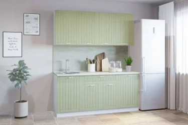 Кухня под заказ 1800 (врезная мойка) древесный супермат фисташка