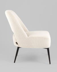 Кресло лаунж Бостон велюр рельефный молочный на черных ножках