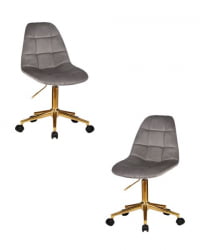 Офисное кресло для персонала ДОБРИН МОНТЙ ГОЛД (серый велюр (МДЖ9-75)) 2 шт / DOBRIN MONTY GOLD (MJ9-75))