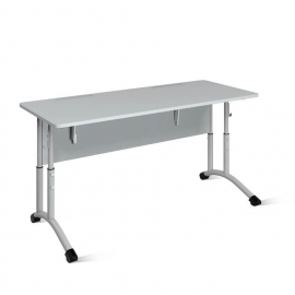 Стол ученический 2-местный регулируемый (ростомат) (рост 3-5) 1200х500 мм ЛДСП Ясень шимо светлый/Металл Серый